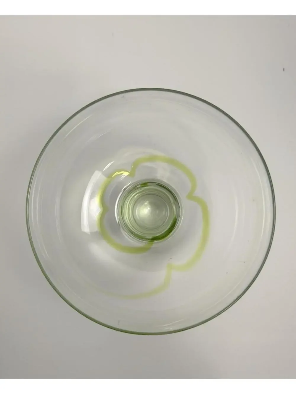 Pier 1 Mouth Blown Margarita Glass wirh Lovely Green Swirl on Stem and Bowl.